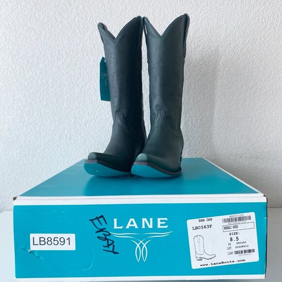 Lane EMMA JANE Womens Cowboy Boots 8.5 Green Western Cowgirl Mid Calf Tall - Picture 10 of 11